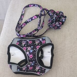 Floral Purple Dog Harness and Leash Set